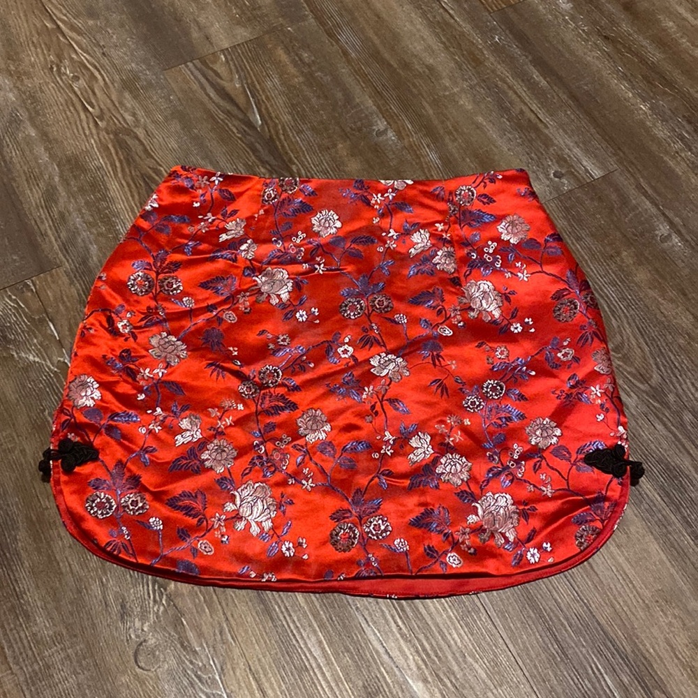 Red High Waisted Mini Skirt